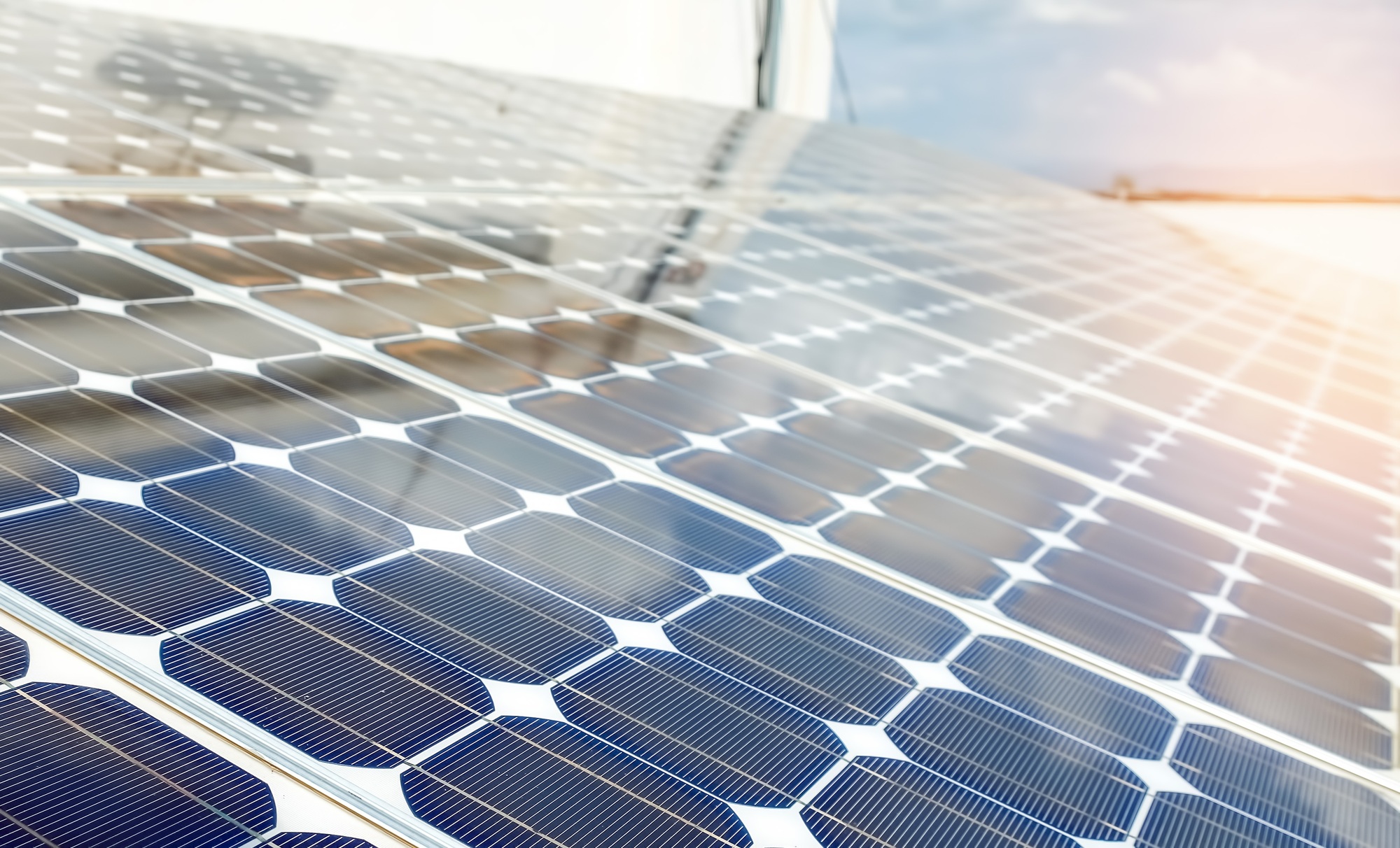 Solar cell panel installation for renewable energy.